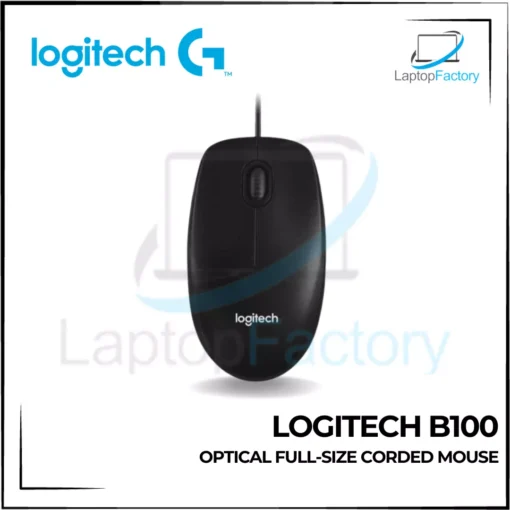 Logitech B100 Optical Full-Size Corded Mouse Black