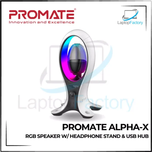 PROMATE Alpha-X Dynamic High Fidelity Dual Mode RGB Speaker w/ Headphone Stand & USB Hub