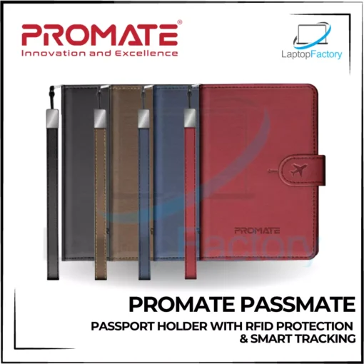 PROMATE PassMate Anti-Loss Slim Leather Passport Holder with RFID Protection & Smart Tracking