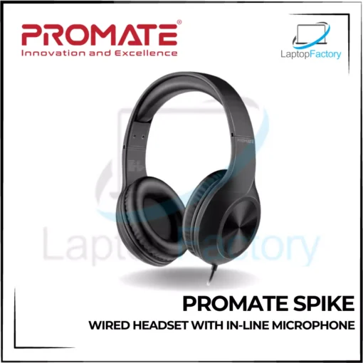 PROMATE Spike Over-Ear High Definition Wired Headset With in-Line Microphone
