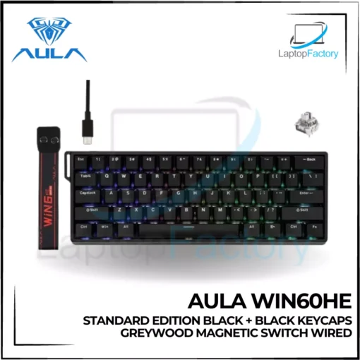 AULA WIN60HE Standard Edition Black + Black Keycaps Greywood Magnetic Switch Wired Keybaord